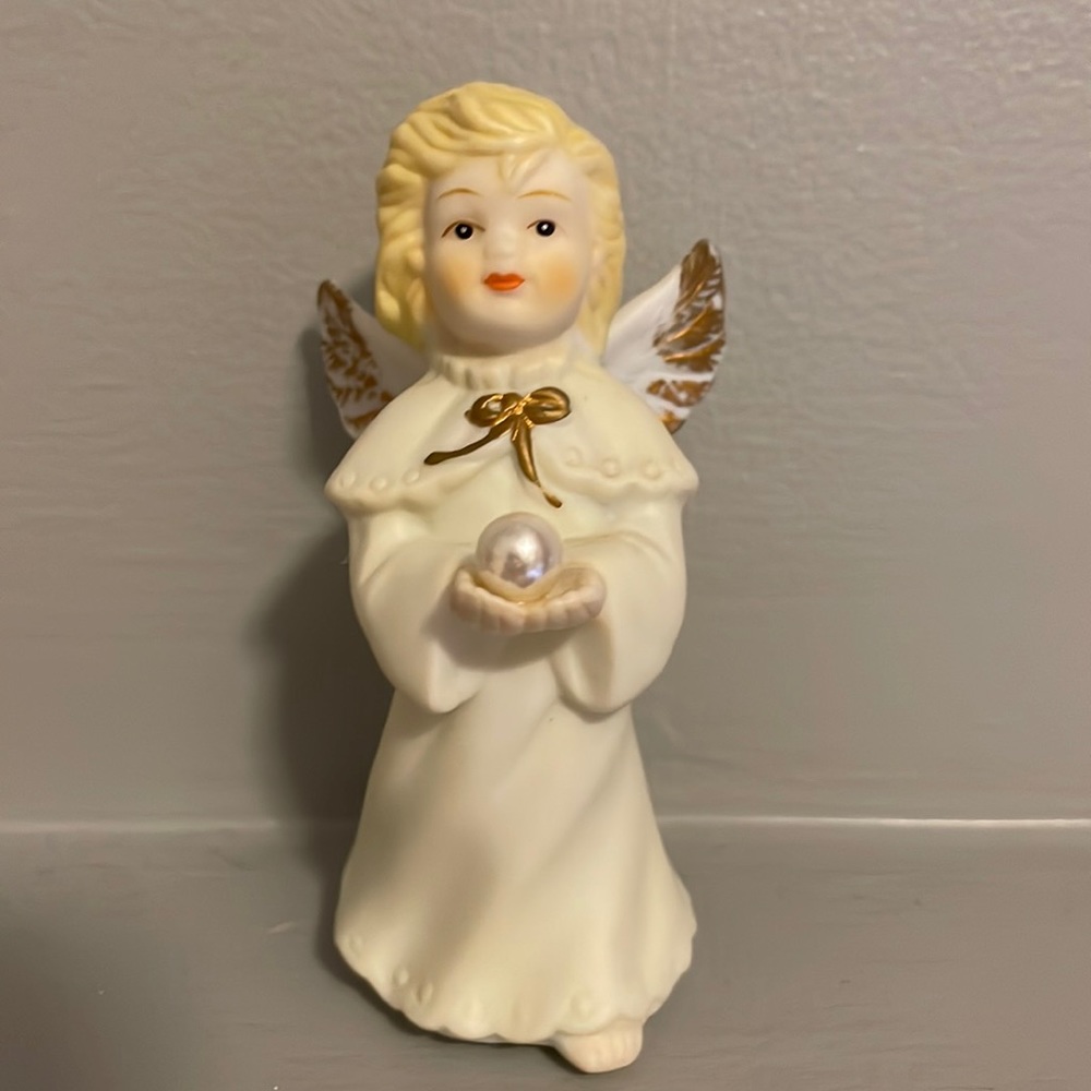 Vintage 1989 June Birthstone Angel Figurine